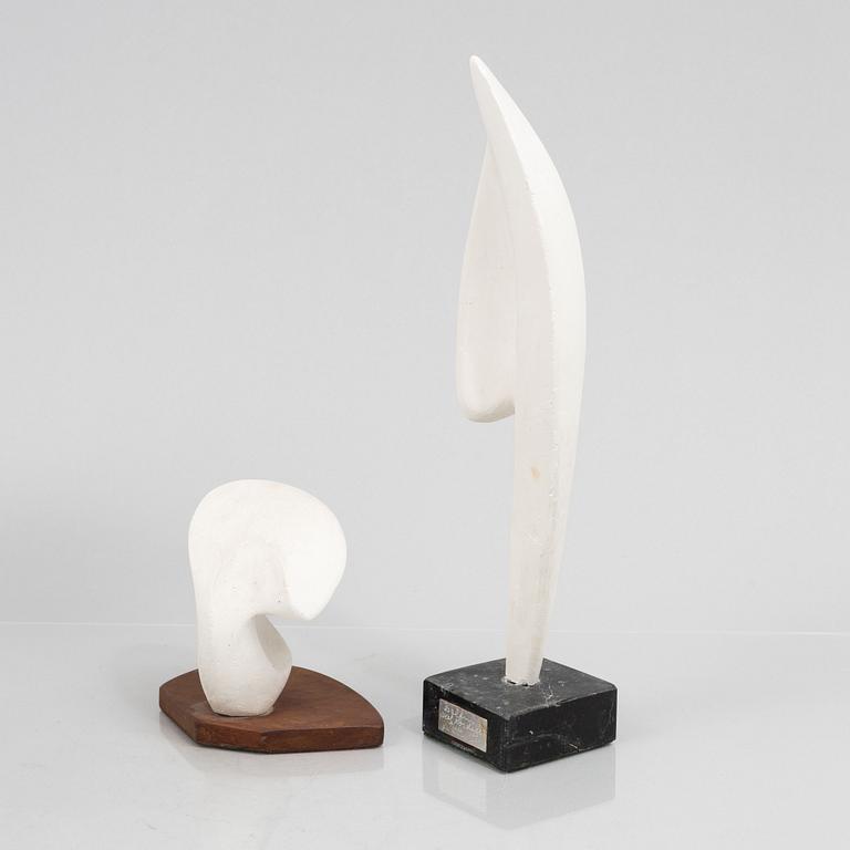 Axel Nordell, sculptures, 2 pcs, "Estrad" & "Dolphin", plaster.