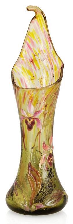 An art nouveau Emile Gallé glass vase, Nancy, France ca 1900.
