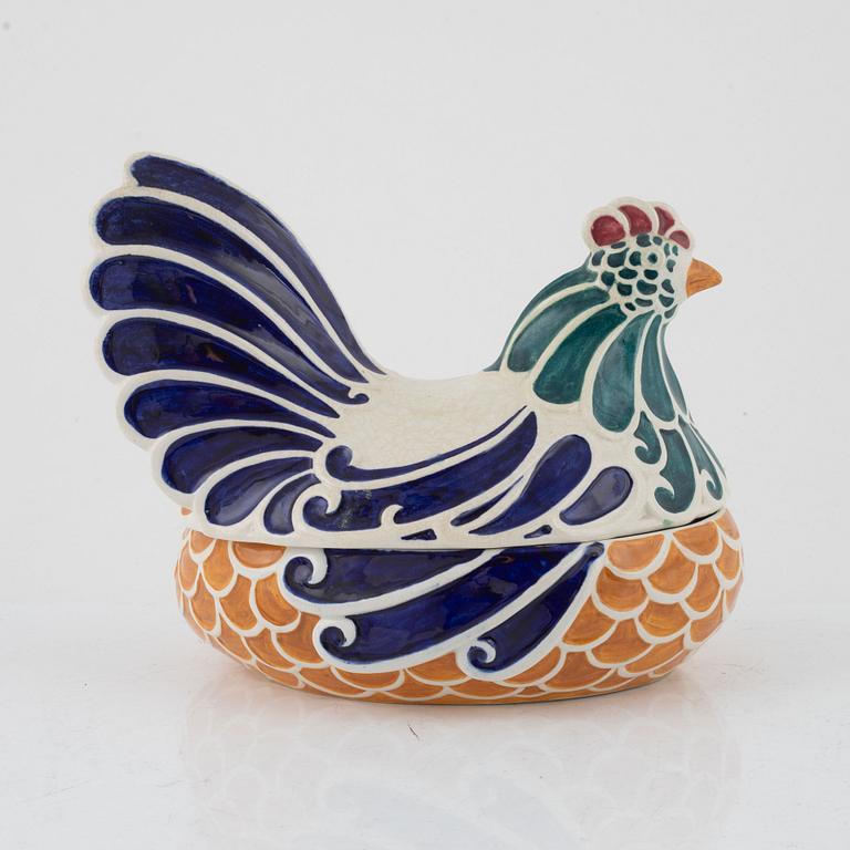 Alf Wallander, ägghöna, Rörstrand, tidigt 1900-tal.