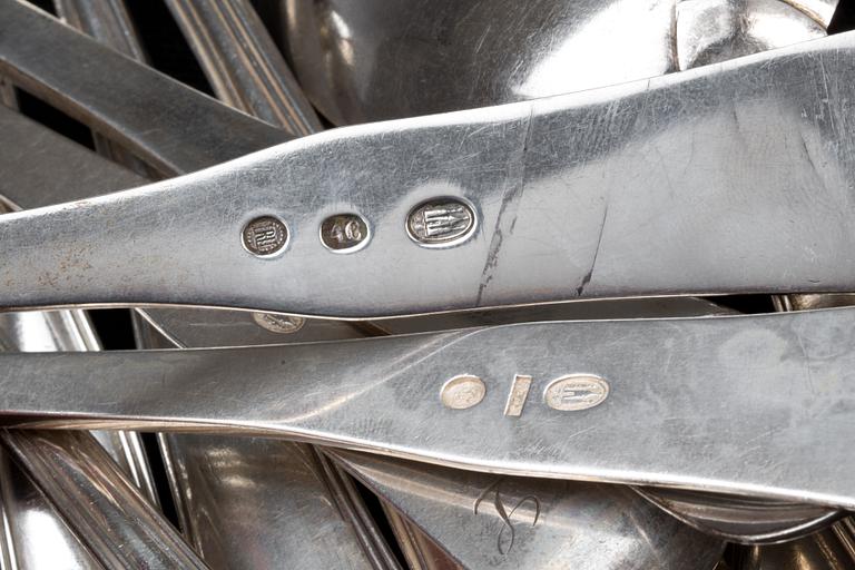 MATSKEDAR, 12+2 st. Silver, 1800-tal. Danmark. 720g.