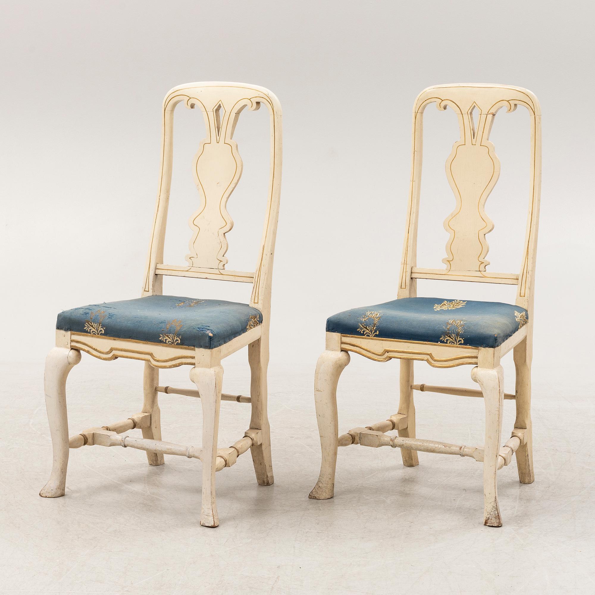 Stolar, ett par, senbarock, 1700-tal.