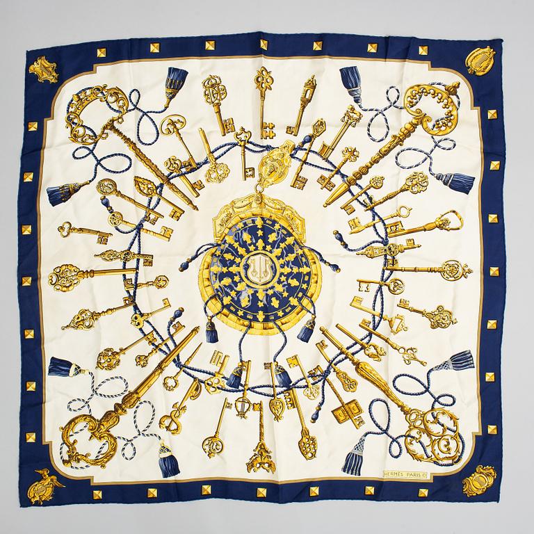 HERMÈS, a 'Les Clefs' silk scarf.