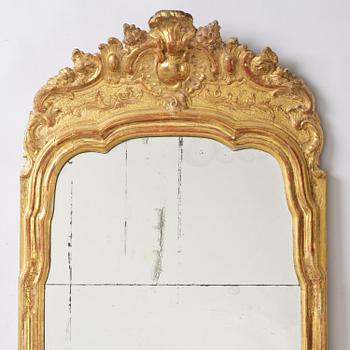 A rocococ giltwood mirror, Stockholm, later part 18th century,