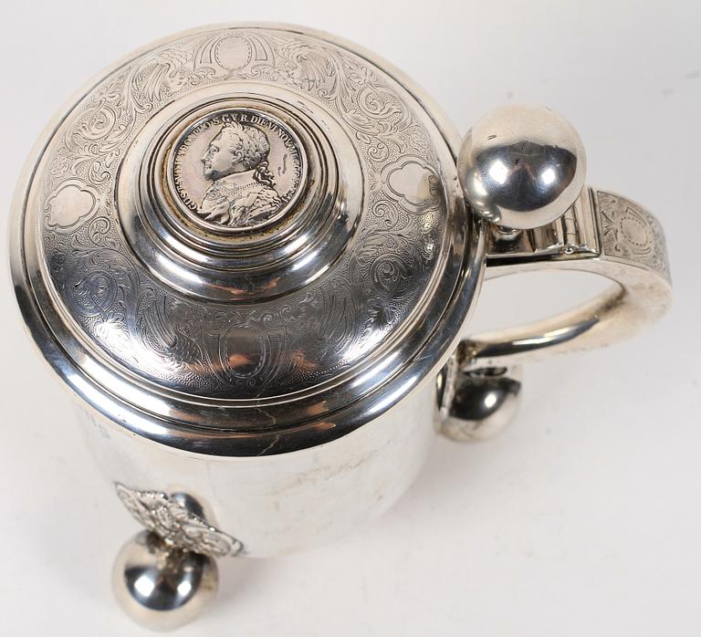 DRYCKESSTOP, silver, barockstil, CG Hallberg Stockholm 1890. Vikt 670 gram.