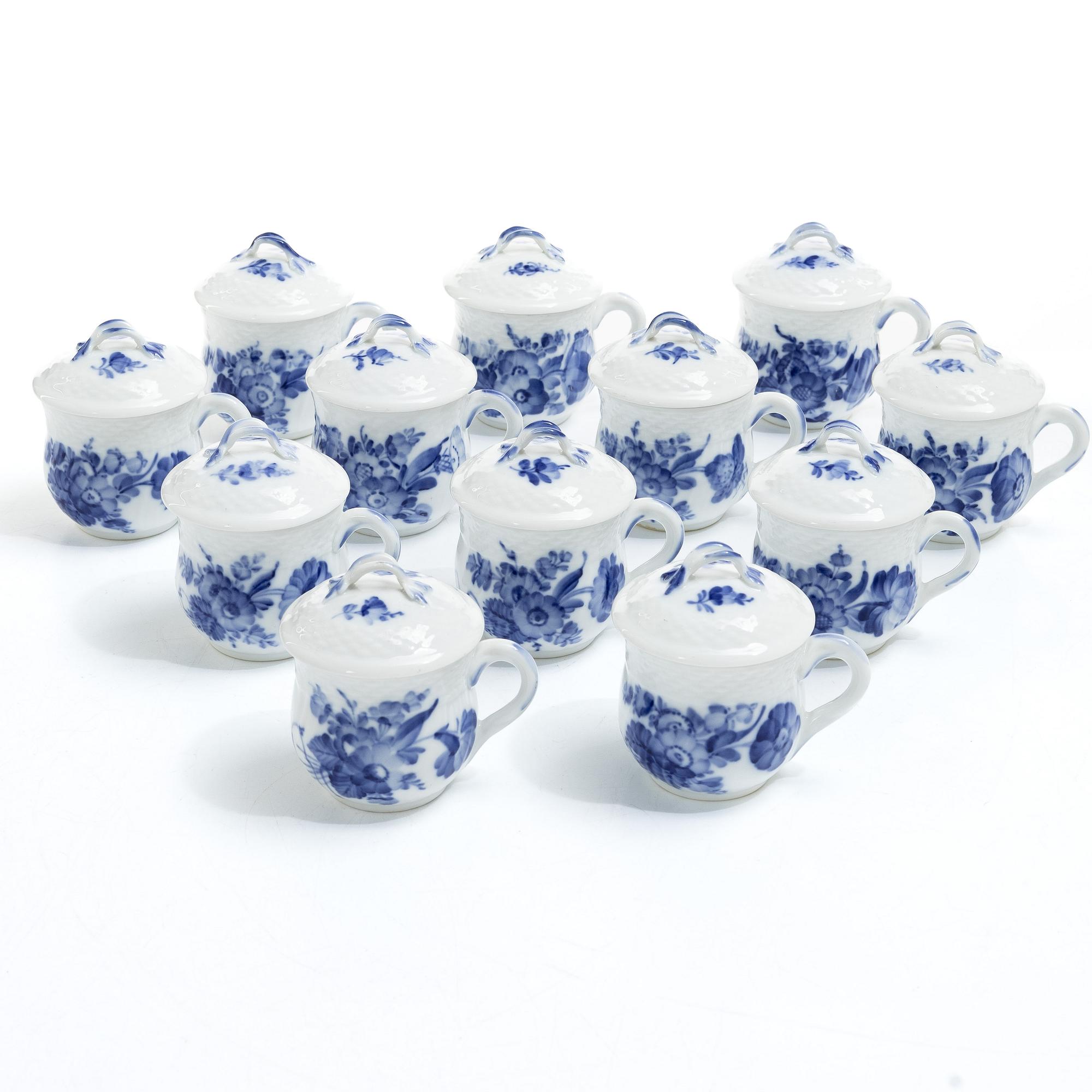 Royal Copenhagen, a set of twelve 'Blur Flower' custard cups, Denmark, 1957-58.