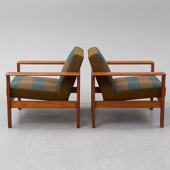 A pair of 'Kubus' easy chairs by Gerhard Berg for Stokke, Norway.