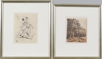 PAUL CÉZANNE, two etchings, not signed, posthumous prints.