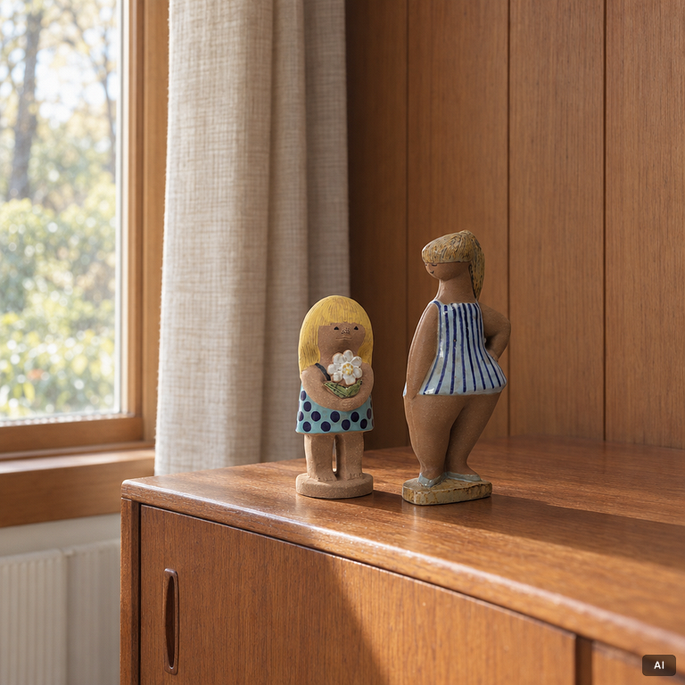 Lisa Larson, Two figurines, stoneware, Gustavsberg.