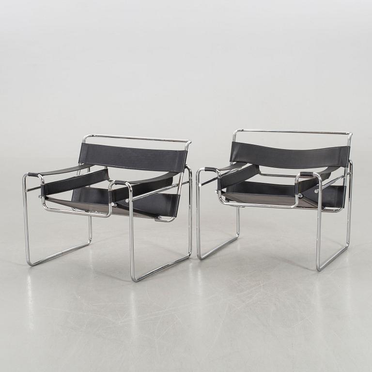 MARCEL BREUER, armchairs a pair of "Wassily", Knoll international 1980.