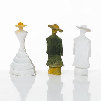 Kjell Engman, figurines, 3 pcs, glass, from the "Catwalk" series, Kosta Boda.