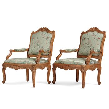 42. A pair of Swedish Rococo armchairs.