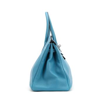 HERMÈS, a tourillon clemence blue jean handbag, "Birkin 35".