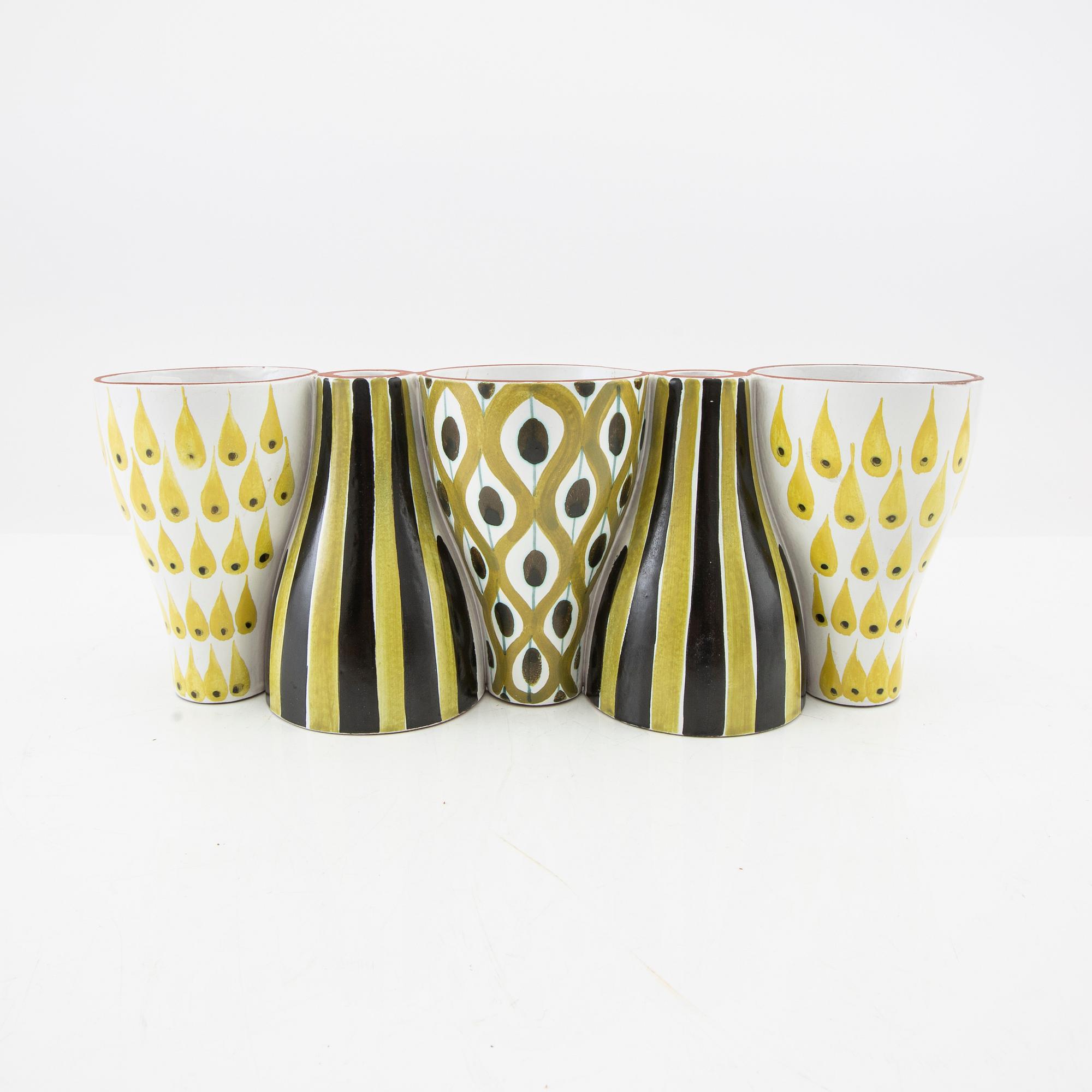 Stig Lindberg, vase/candlestick "snurran" faience signed Gustavsbergs studio, mid-20th century.