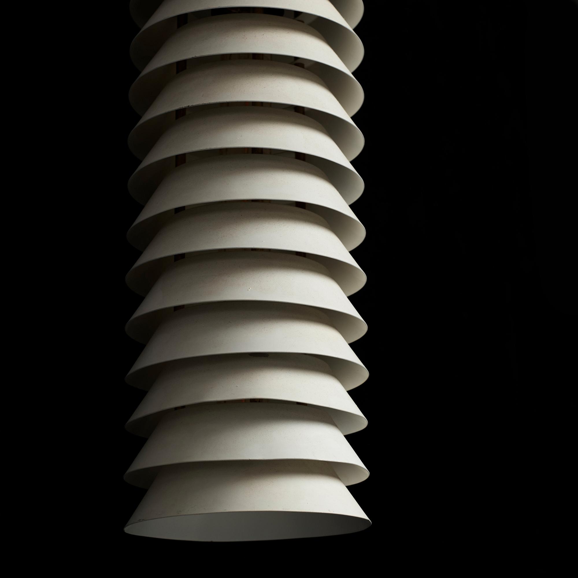 Ilmari Tapiovaara, a white lacquered "Maija the Bee" ceiling light, Hionteräs, Finland 1950's.