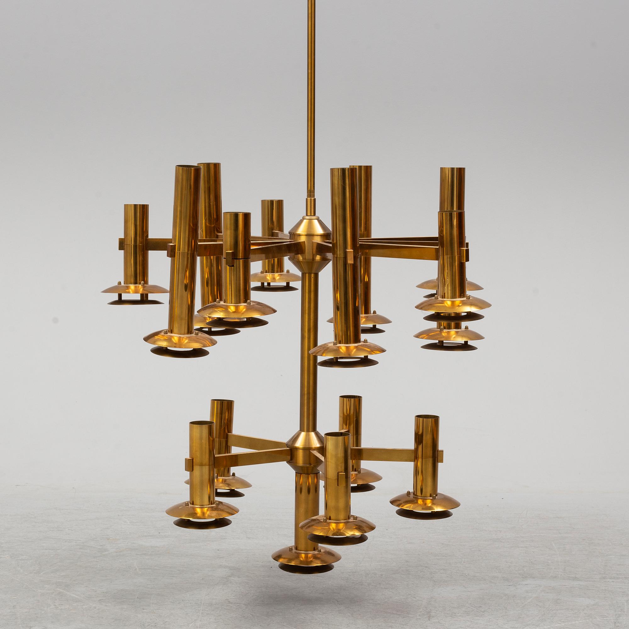 A brass ceiling light by Holger Johansson, Westal.
