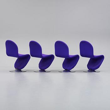 Verner Panton, a set of 4 chairs, 'System 1-2-3', Fritz Hansen, Denmark, post 1973.