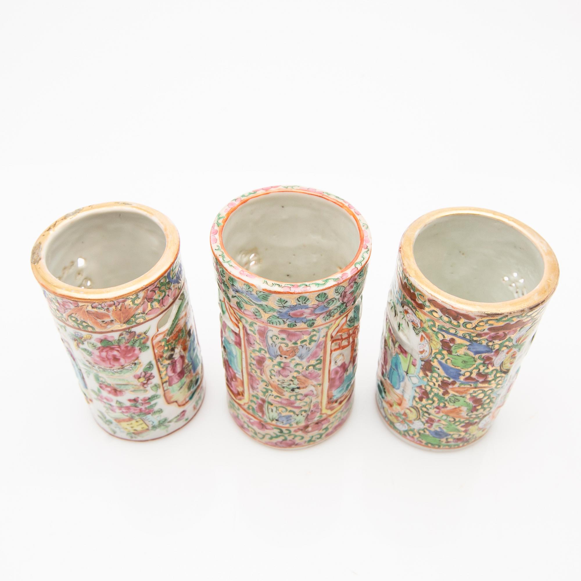 A porcelain set, 8 pieces, Canton, 19th century, China.