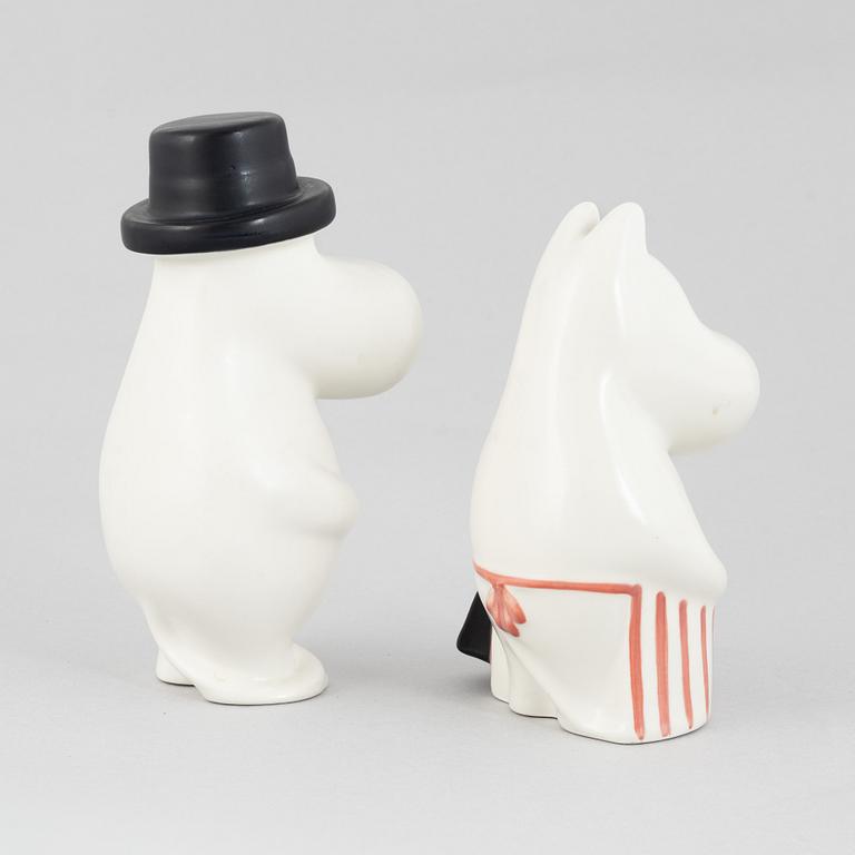 Tuulikki Pietilä, two figurines, Moominmama and Moominpappa, Arabia, Finland, 1990-97.