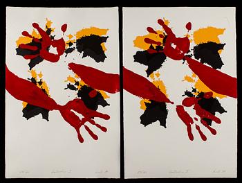 RAUL MEEL, 6 färgserigrafier med konstnärens handavtryck direkt på pappret, signerade -89 och numrerade 23/60.