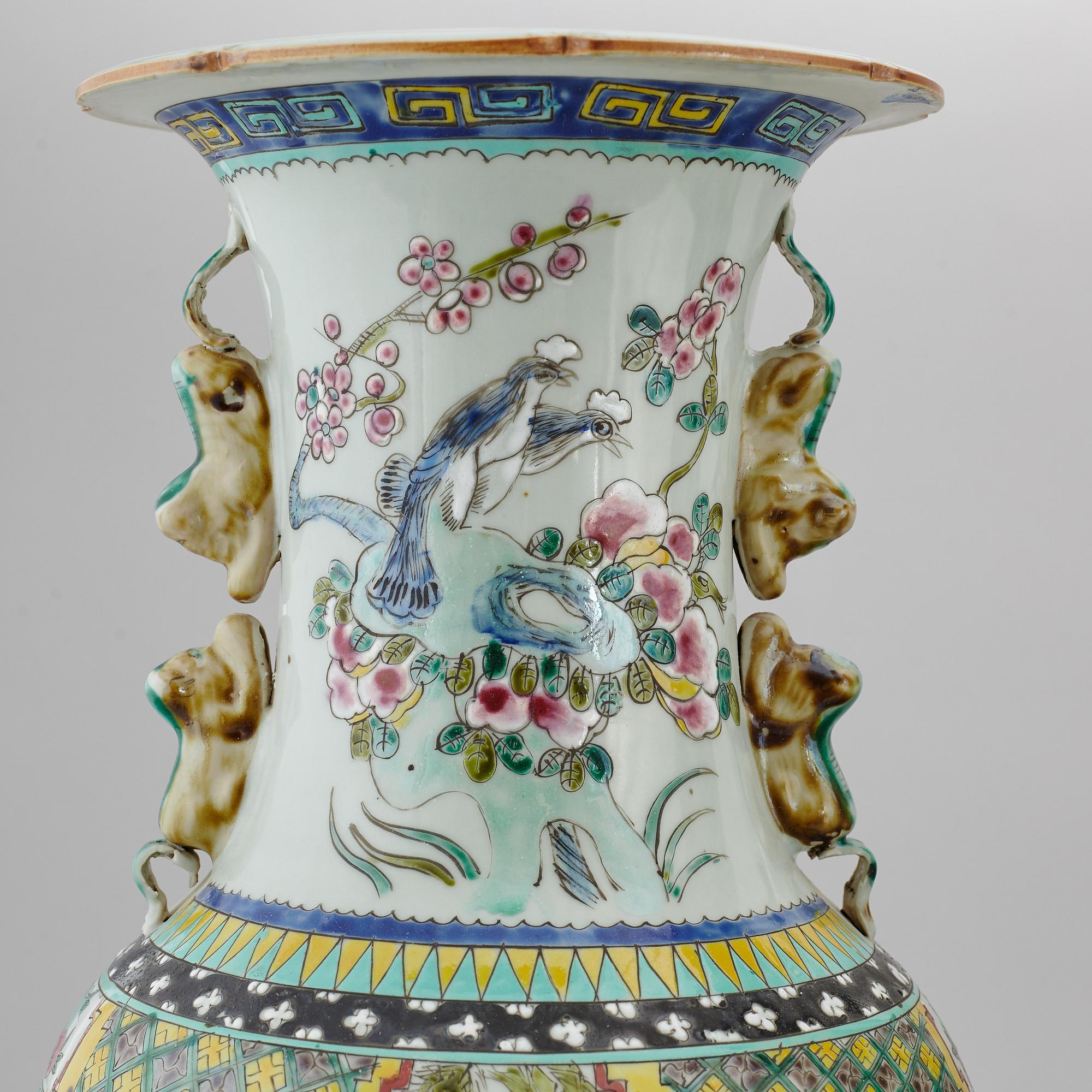 A pair of famille rose floor vases, 20th century.