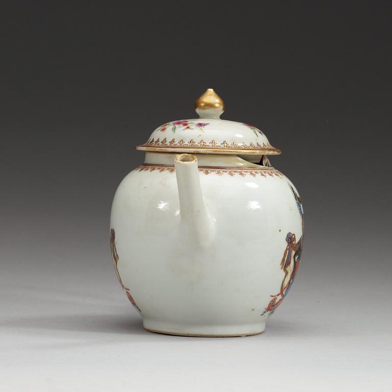 An Armorial famille rose teapot with cover, Qing dynasty, Qianlong (1736-95).