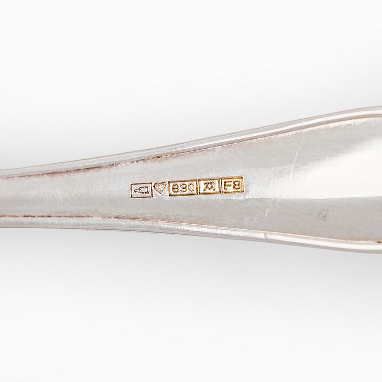 Erä ottimia ja aterimia, 21 kpl, "Chippendale", Auran Kultaseppä Turku ja Kultakeskus Hämeenlinna 1970-1980-luku.