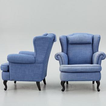 Fåtöljer ett par, med fotpallar, Bröderna Andersson.