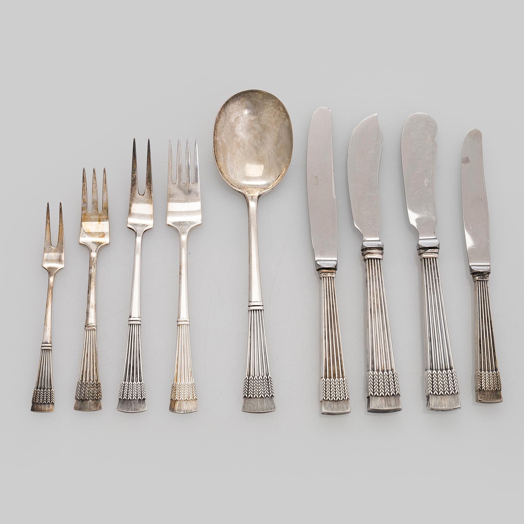 A 43-piece set of 'Tähkä' silver cutlery, Finnish hallmarks.