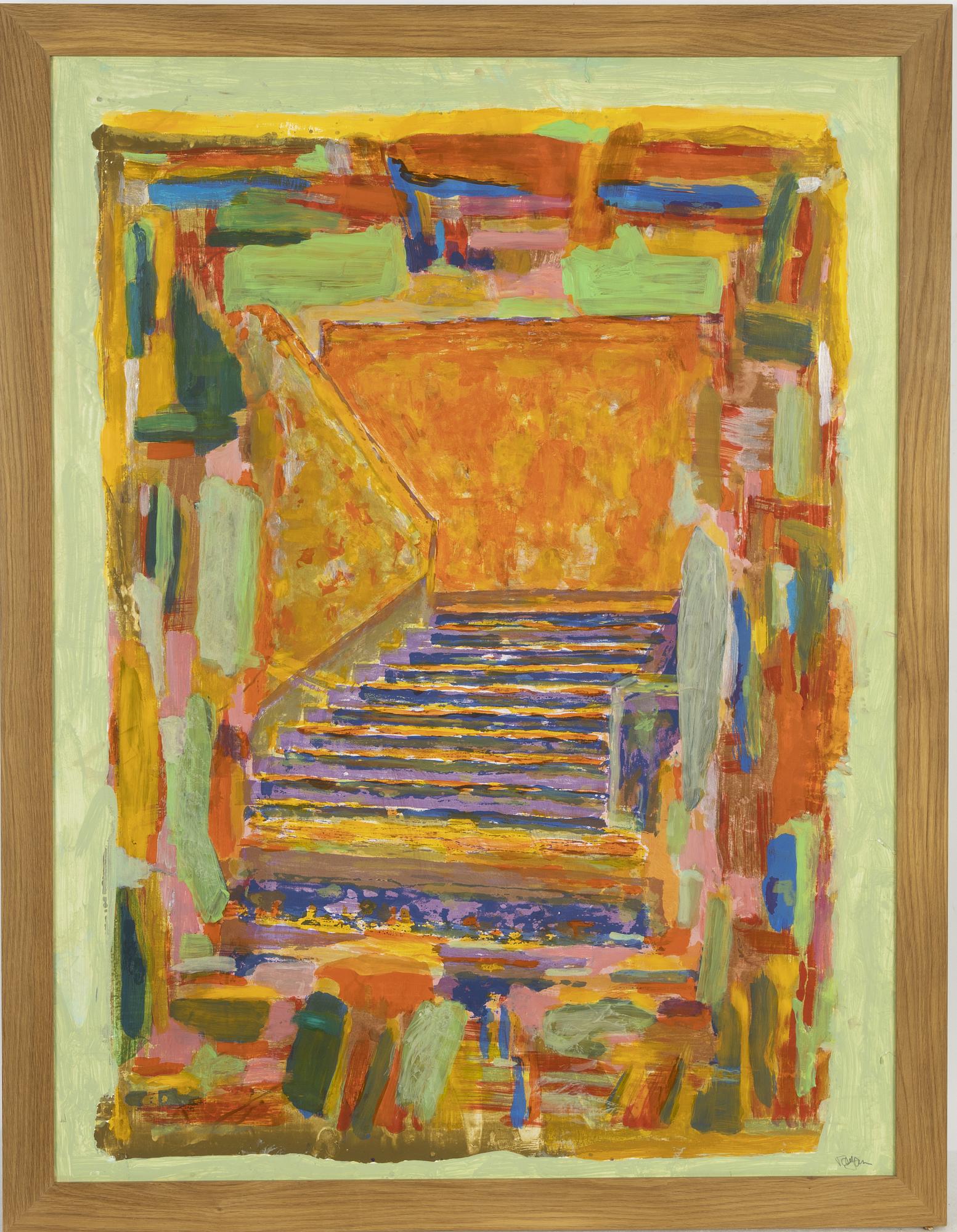 Rolf Hanson, mixed media on paper, signed.