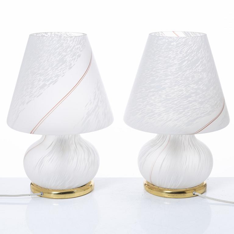 A pair of table lamps, Vetri, Murano, Italy, late 20th Century.