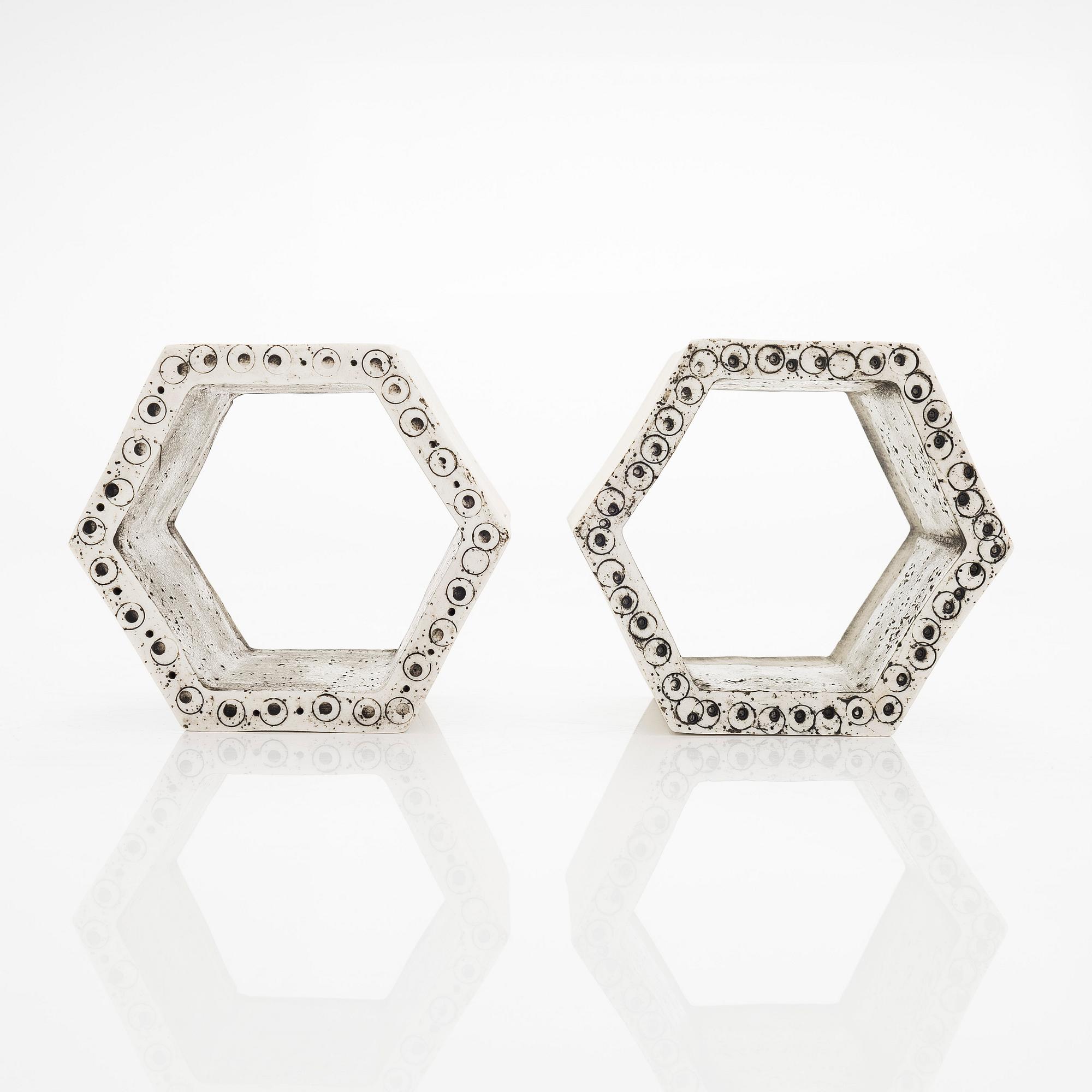 Rut Bryk, A set of two late 1950s 'Hexagon' stoneware tiles for Arabia.