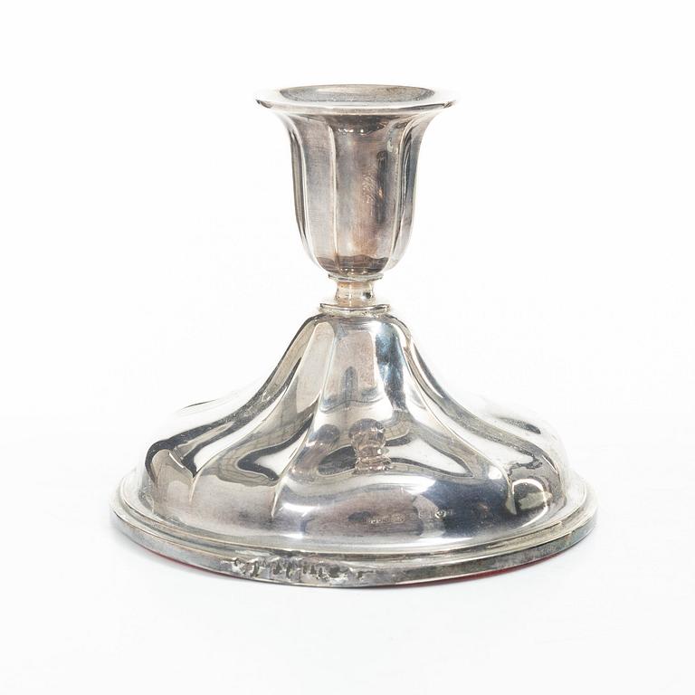 Three silver candlesticka, Norway, 20th century.