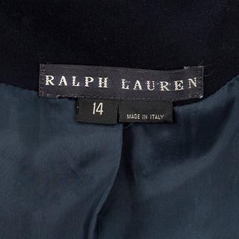 RALPH LAUREN, a navy blue wool suit jacket. Size 14.