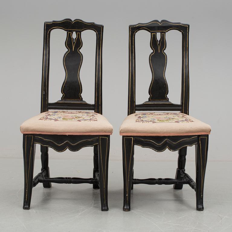 STOLAR, ett par, barockstil, 1800-tal.