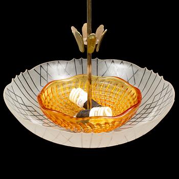 A mid 20th Century ceiling lamp probably from Orrefors.