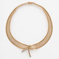 18K gold necklace with round brilliant-cut diamonds.