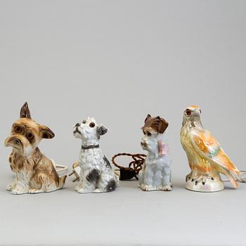 OZONLAMPOR, fyra stycken, porslin. Danmark, omkring 1900-talets mitt.