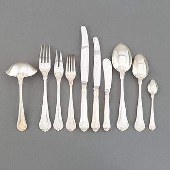 Besticksuppsättning, 59 delar, silver, modell Sachsisk, Cohr, Danmark. Svenskt importstämpel.