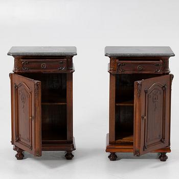 Bedside tables, a pair, first half of the 20th century.