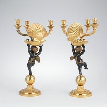 KANDELABRAR, ett par, Louis XVI-stil, 1900-tal.