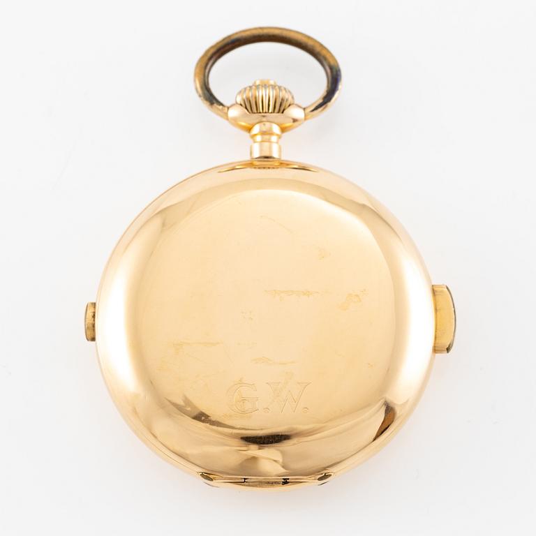 Pocket watch, 18K gold, minute repeater, chronograph, 57 mm.