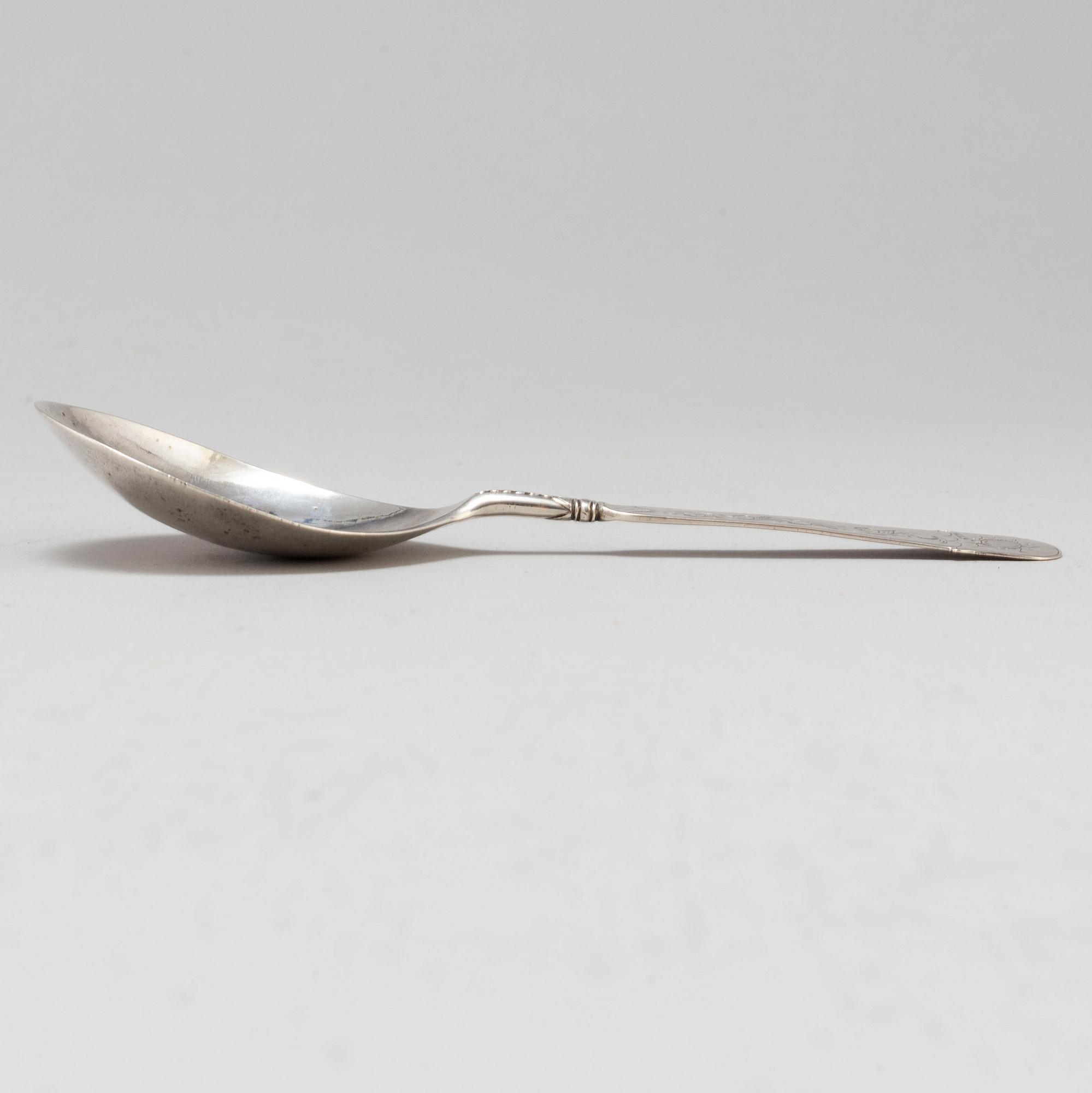 A vodka silver spoon. Norway 17th century.