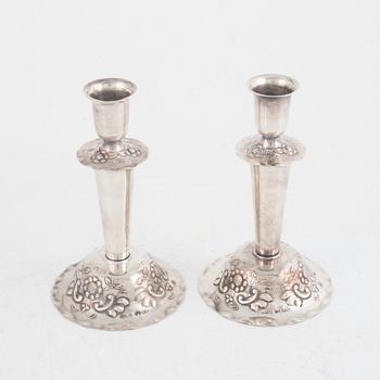 A pair of Swedish silver candlesticks, mark of GAB, Stockholm 1958.