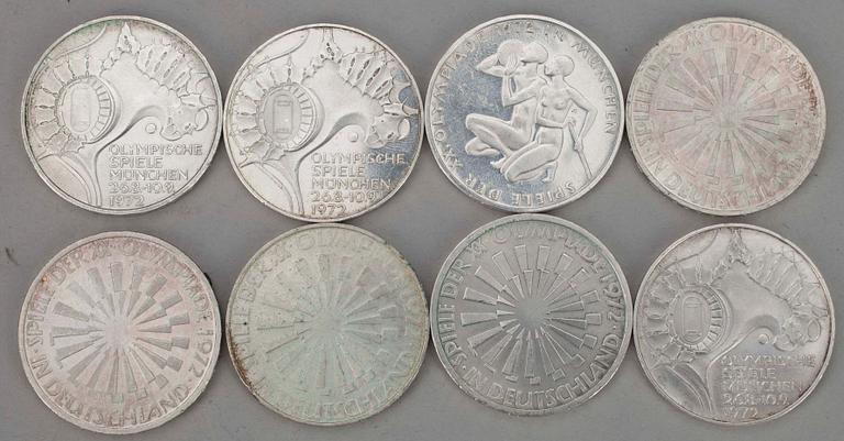 MINNESMYNT,8 st, silver, 10 Dmk,  Bundes Republik Deutschland 1972.