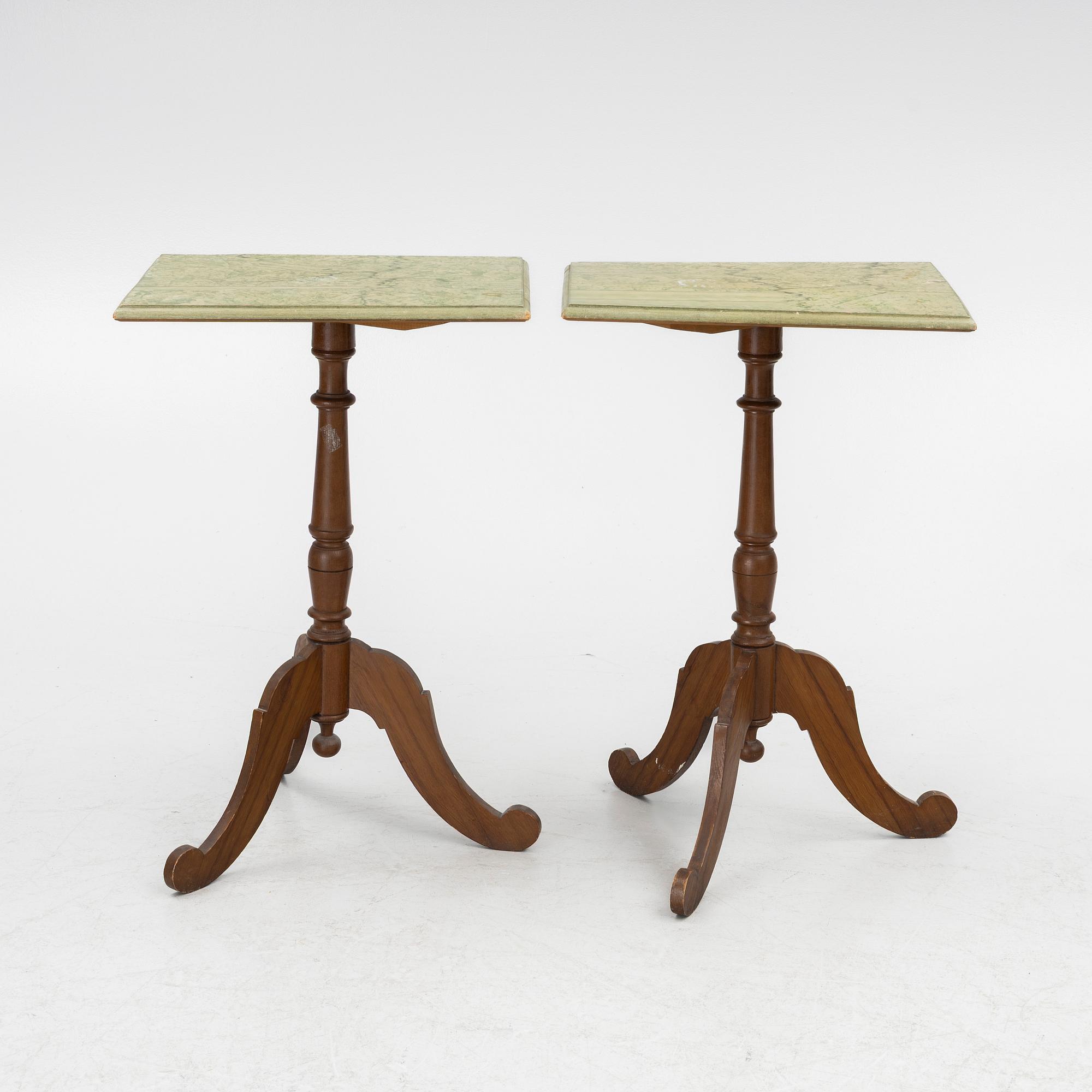 Lamp table/ folding table, a pair, 19th century.