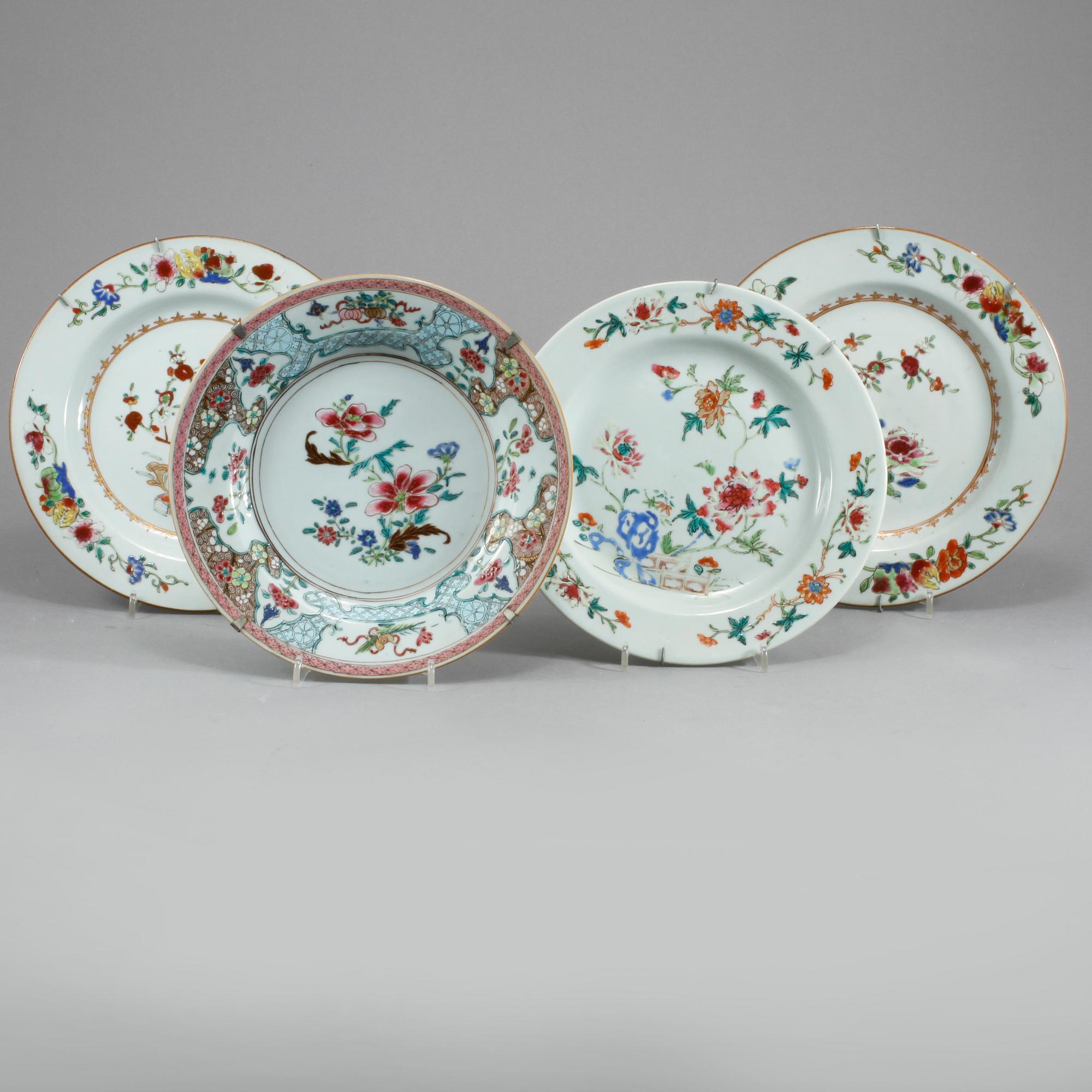 TALLRIKAR, 4 st, porslin, Kina, 1700-tal.