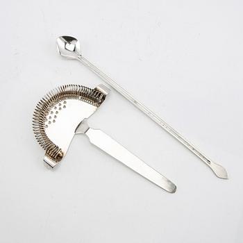 Drink mixer with spoon J Tostrup Ab Norway sterling silver and enamel mid-20th century.