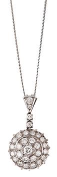 508. A DIAMOND PENDANT WITH CHAIN.