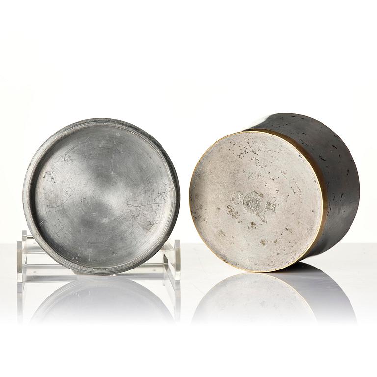 Nils Fougstedt, a lidded pewter bowl, Firma Svenskt Tenn, Stockholm, 1936.