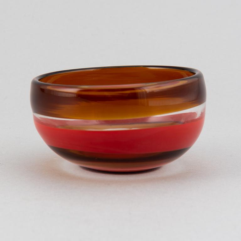 A glass bowl by Venini, Murano, Italy, numbered 115  9/10.